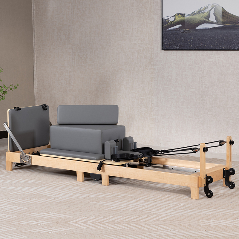 Folding wooden pilates bed made of maple or oak