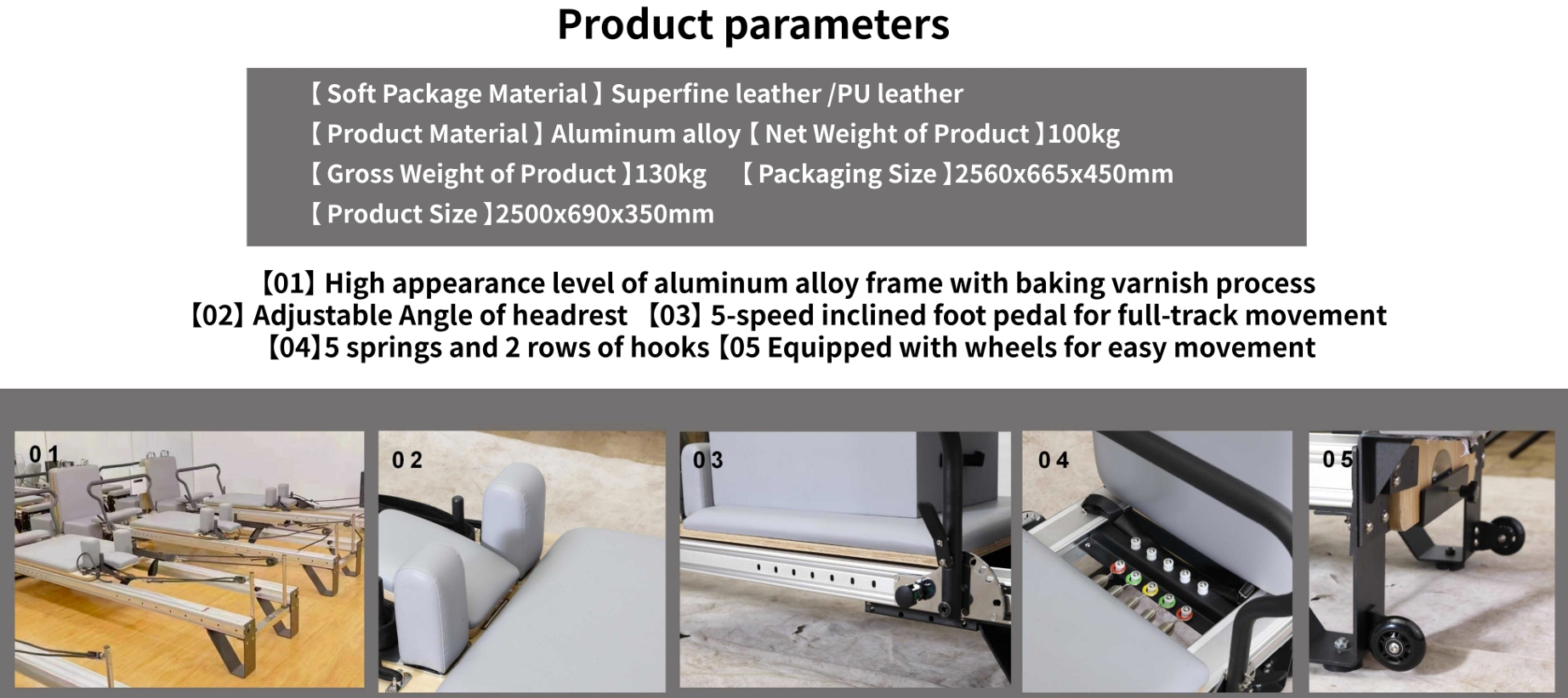 Aluminum alloy pilates bed1 reformer with tower can be added product parameters
