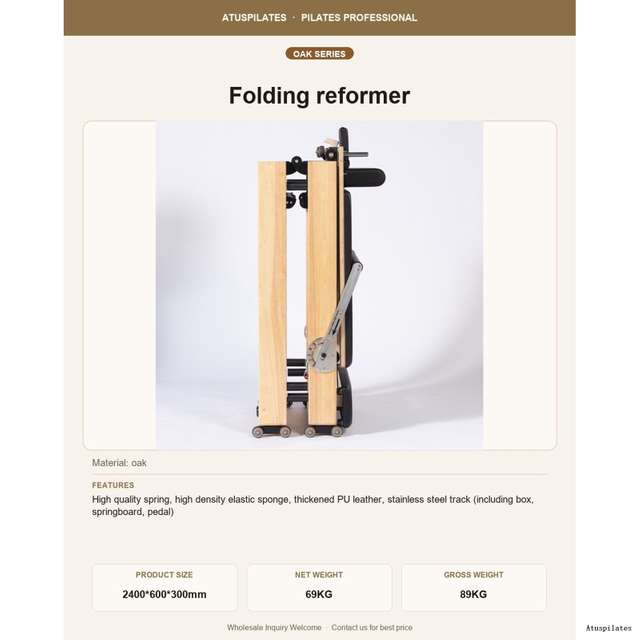 Oak Folding Pilates Reformer