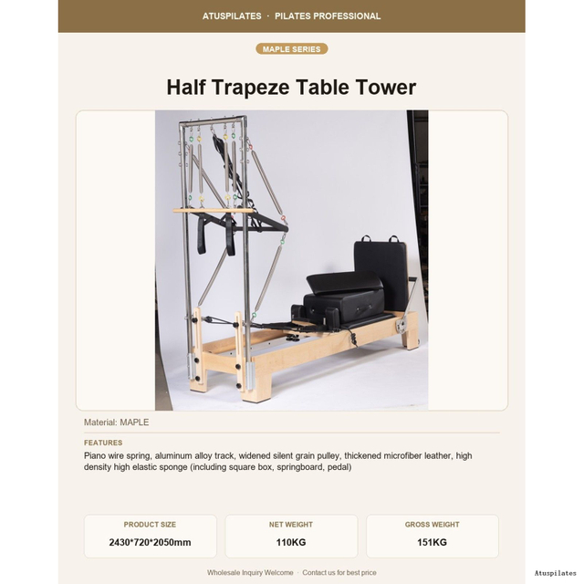 Maple Half Trapeze Tower Pilates Reformer