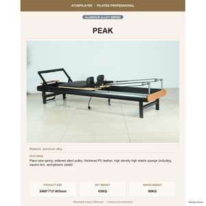 PEAK Aluminum Pilates Reformer
