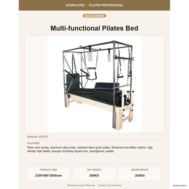 Maple Multi-Functional Pilates Cadillac Reformer